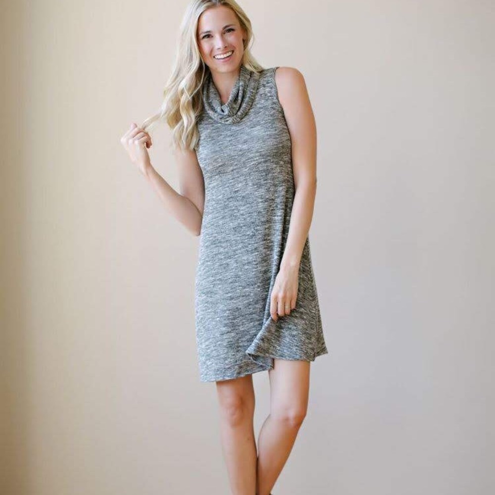 Kokoon tunic dress in variegated gray/green - S